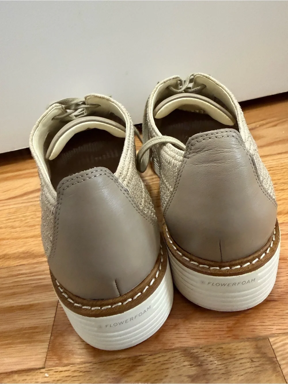 Cole Haan Knit Lace-Up Platform Oxfords - Beige